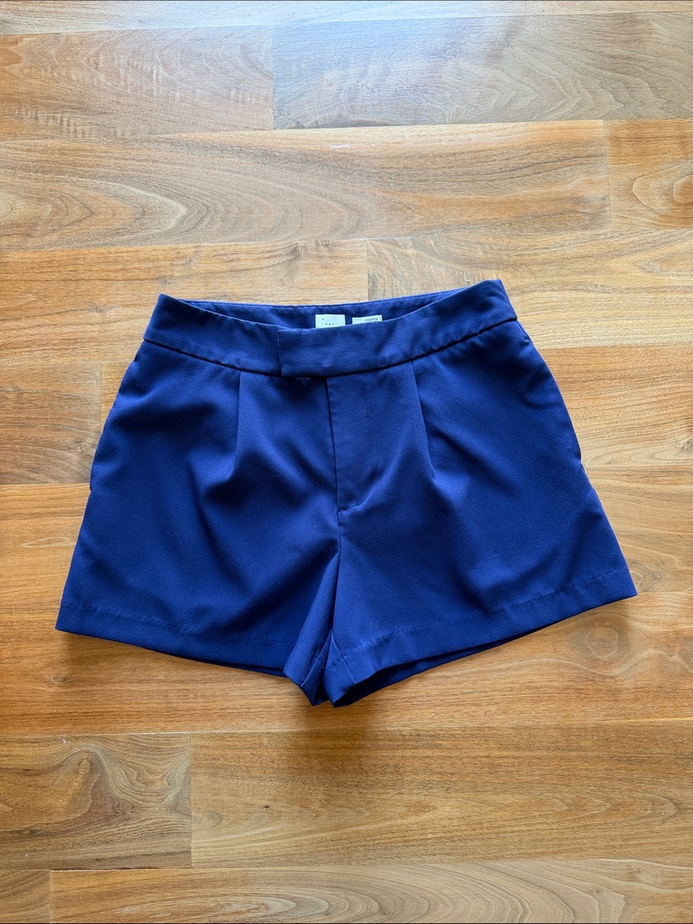Women's Navy Dress Shorts - Classic High-Waist Tailored Style